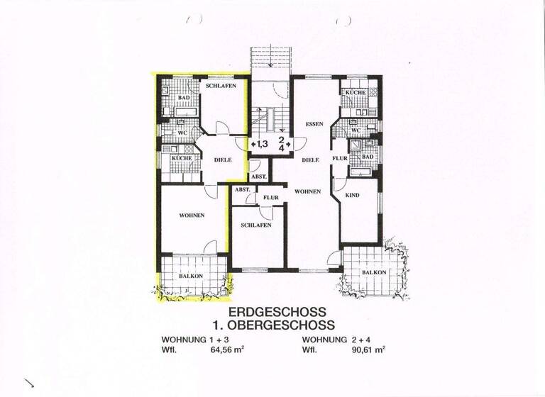 Wohnung zur Miete 680 € 2 Zimmer 65 m² 1. Geschoss Cronenberg Wuppertal 42389