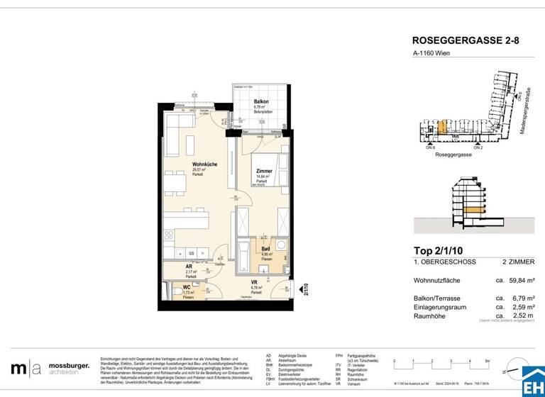 Wohnung zum Kauf - Erstbezug 306.000 € 2 Zimmer 59,8 m² 1. Geschoss Roseggergasse Wien 1160