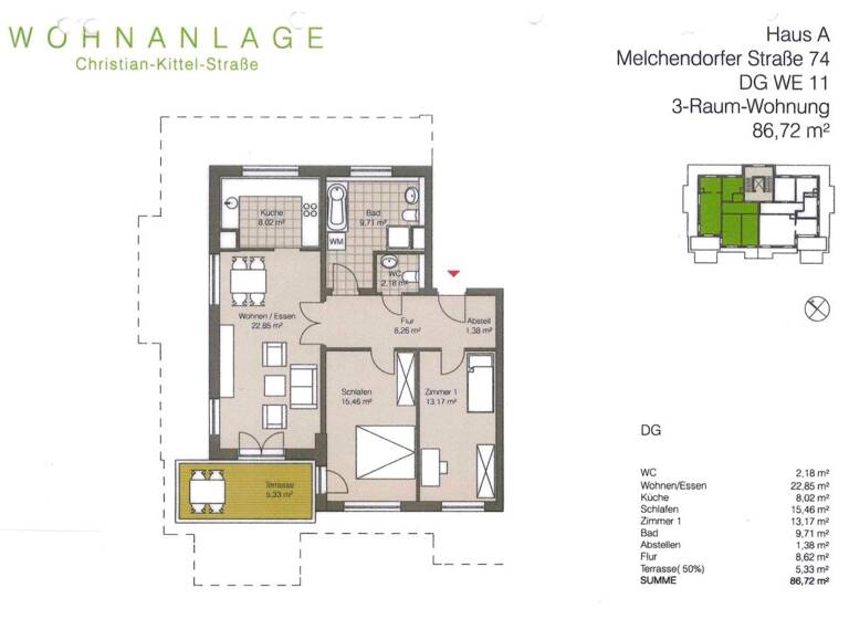 Wohnung zur Miete 1.084 € 3 Zimmer 86,7 m² Geschoss 3/4 frei ab 01.05.2026 Löbervorstadt Erfurt 99096