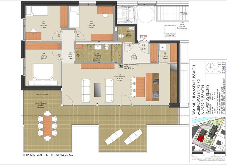 Penthouse zum Kauf provisionsfrei als Kapitalanlage geeignet 820.888 € 4 Zimmer 95,1 m² Mühlwasen 73 Fußach 6972