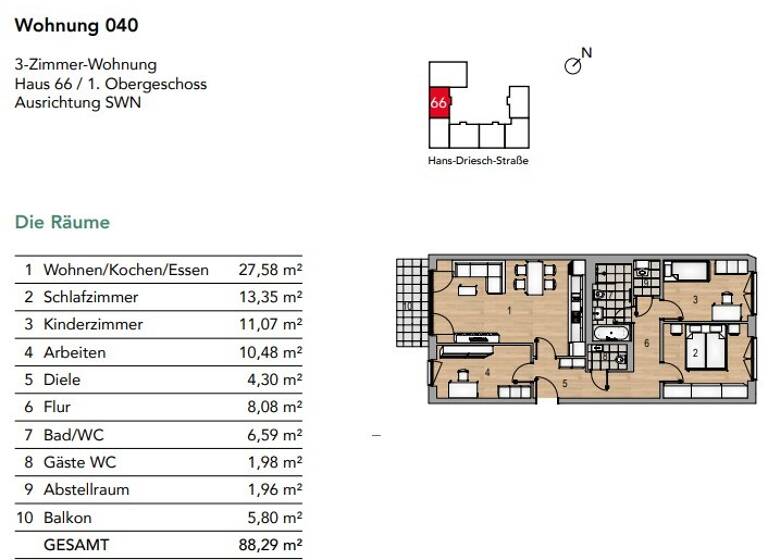 Wohnung zur Miete 1.200 € 4 Zimmer 88,3 m²<br/>Wohnfläche 1.<br/>Geschoss ab sofort<br/>Verfügbarkeit Hans-Driesch-Straße 66 Leutzsch Leipzig 04179