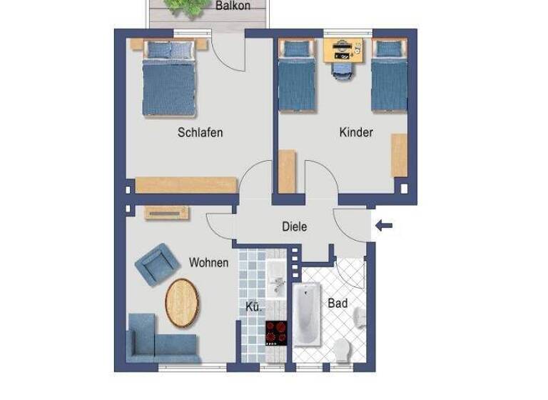 Wohnung zum Kauf provisionsfrei 202.000 € 2 Zimmer 57,3 m² 2. Geschoss Breitenbachstraße 22 Gremberghoven Köln 51149