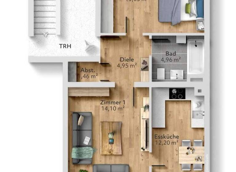 Wohnung zum Kauf 229.900 € 3 Zimmer 58,9 m² 1. Geschoss Traunreut 83301