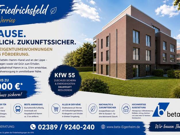 Wohnung zum Kauf - Erstbezug provisionsfrei 431.300 € 3,5 Zimmer 93 m² Friedrichsfeld 23 Uentrop Uentrop 59071