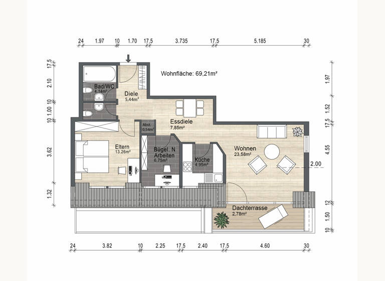 Wohnung zum Kauf provisionsfrei 210.000 € 3 Zimmer 70 m²<br/>Wohnfläche 2/2<br/>Geschoss Burgthann Burgthann 90559