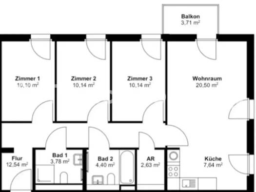 Wohnung zur Miete Tauschwohnung 706 € 4 Zimmer 82 m² 2. Geschoss Märkisches Viertel Berlin 13435
