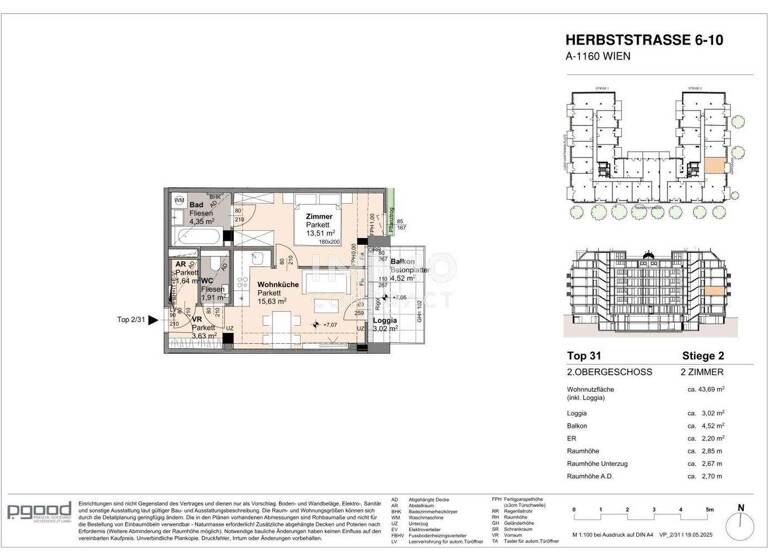 Wohnung zum Kauf 290.600 € 2 Zimmer 40,7 m² frei ab 01.09.2028 Wien 1160