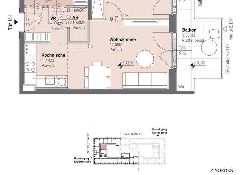 Wohnung zum Kauf - Erstbezug 372.700 € 2 Zimmer 45,1 m² 7. Geschoss frei ab 30.06.2028 Engerthstraße 111 Wien 1200