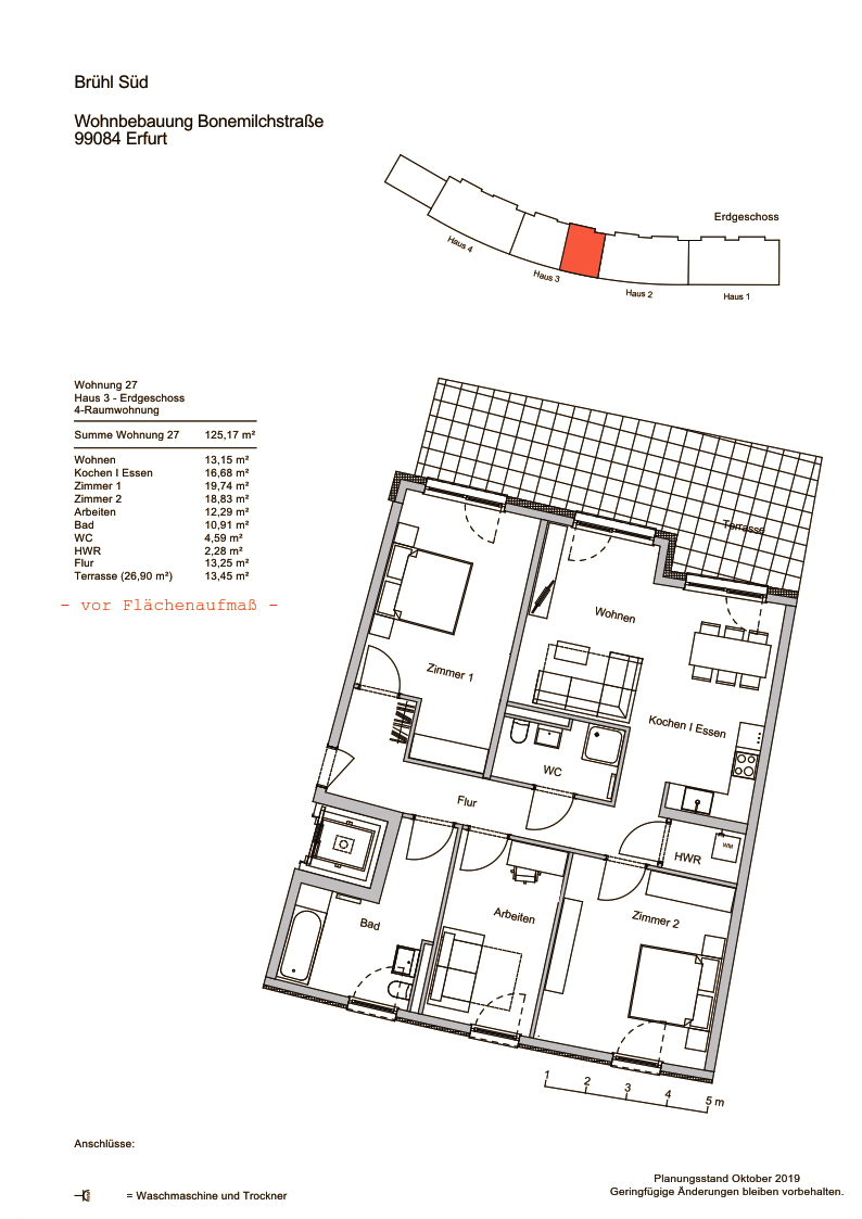 Wohnung zur Miete 1.534 € 4 Zimmer 126,8 m²<br/>Wohnfläche EG<br/>Geschoss ab sofort<br/>Verfügbarkeit Bonemilchstr. 7a Brühlervorstadt Erfurt 99084