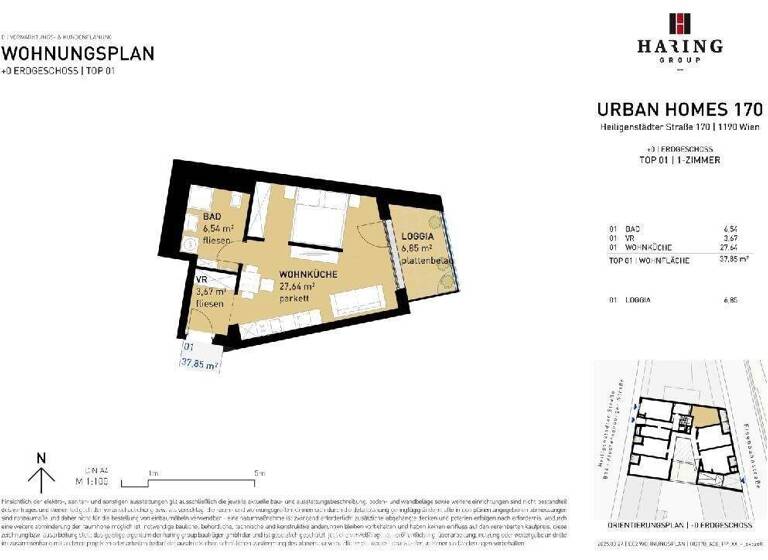 Studio zum Kauf - Erstbezug 259.500 € 1 Zimmer 37,9 m² Wien 1190