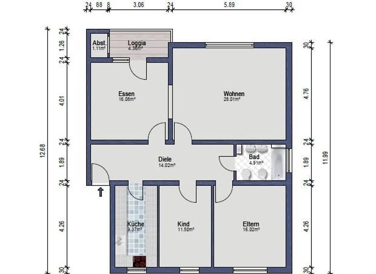 Wohnung zum Kauf 268.000 € 4 Zimmer 101 m²<br/>Wohnfläche 1.<br/>Geschoss Rheindorf Leverkusen 51371