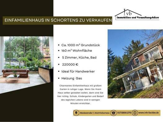 Stadthaus zum Kauf 220.000 € 5 Zimmer 160 m² 1.000 m² Grundstück Ostiem Schortens 26419