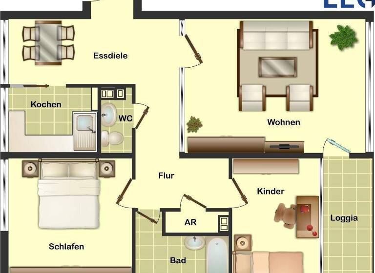 Wohnung zur Miete 519 € 3 Zimmer 79,3 m² 3. Geschoss Lindenstraße 4 Werries Hamm 59071