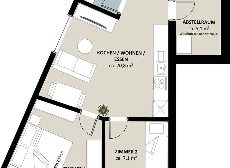 Wohnung zur Miete 750 € 3 Zimmer 48 m² EG frei ab 01.04.2026 Feldstraße 24 Meiningen 6812