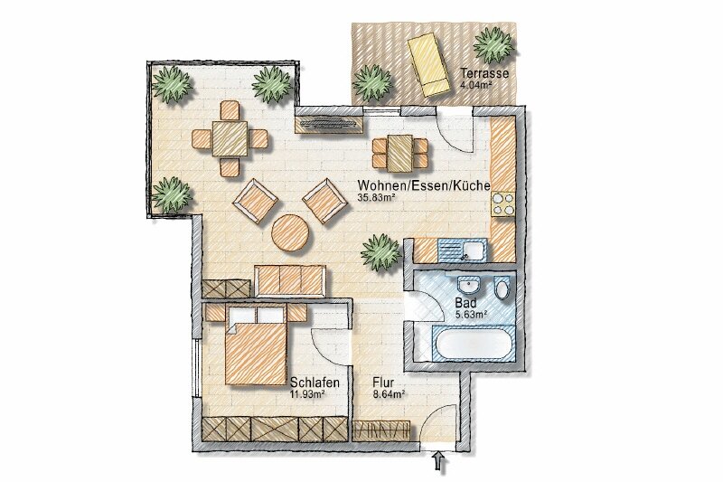 Terrassenwohnung zur Miete 500 € 2 Zimmer 62,1 m²<br/>Wohnfläche 01.12.2024<br/>Verfügbarkeit Striesen-West (Alemannenstr.) Dresden 01309