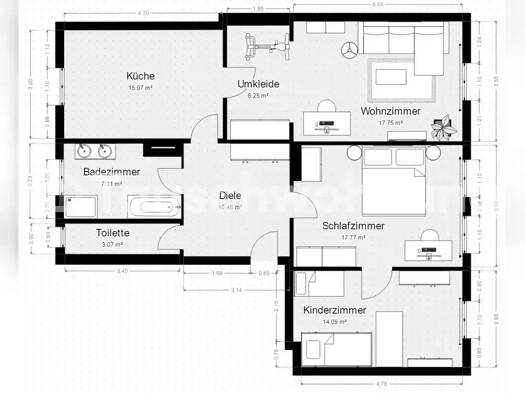 Wohnung zur Miete Tauschwohnung 1.170 € 3 Zimmer 94 m² 1. Geschoss Au-Haidhausen München 81667