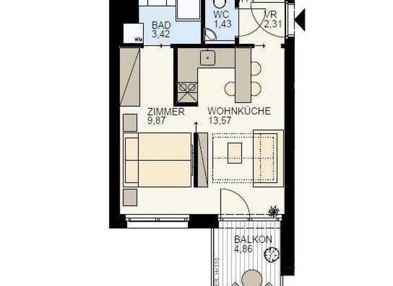 Wohnung zum Kauf - Erstbezug 267.600 € 2 Zimmer 30,6 m² 6. Geschoss Wien, Brigittenau 1200