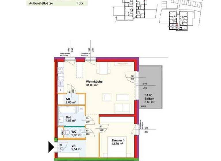 Wohnung zur Miete - Erstbezug 592 € 2 Zimmer 62,8 m² EG Geras 2093