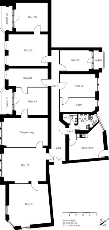 Bürogebäude zur Miete provisionsfrei 21 € 6 Zimmer 274,5 m²<br/>Bürofläche Schloßstr. 42 Steglitz Berlin 12165