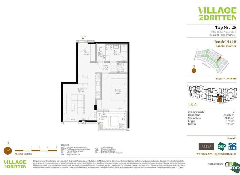 Wohnung zum Kauf - Erstbezug 420.000 € 2 Zimmer 55,1 m² 2. Geschoss Hilde-Güden-Promenade 11 Wien 1030