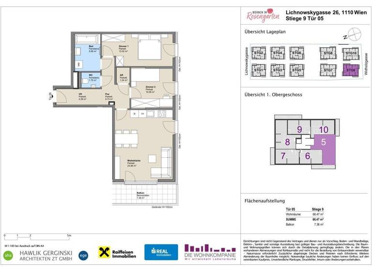 Wohnung zum Kauf - Erstbezug provisionsfrei 333.684 € 3 Zimmer 66,5 m² 1. Geschoss Lichnowskygasse 26 Wien 1110