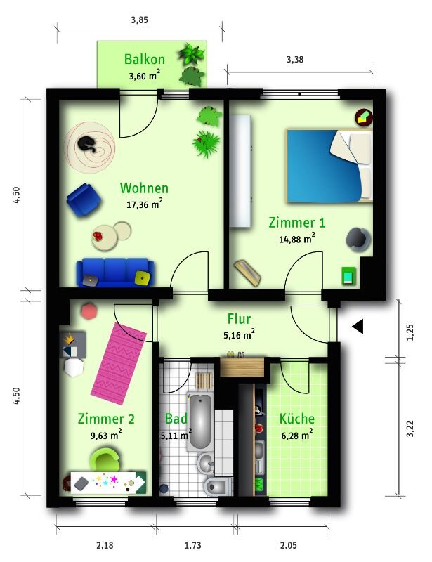 Wohnung zur Miete 475 € 3 Zimmer 58,6 m²<br/>Wohnfläche 3.<br/>Geschoss Reinefarthstraße 106 Merseburg Merseburg 06217