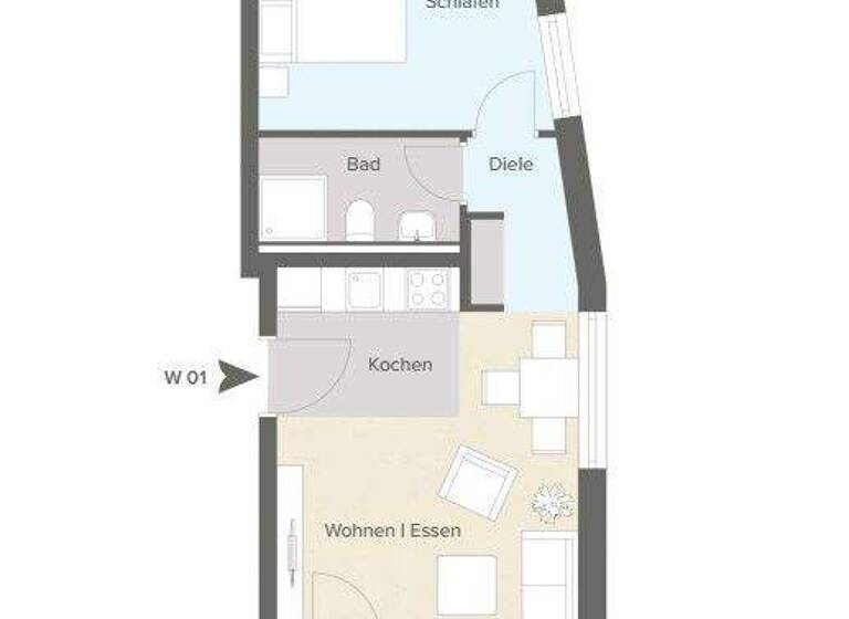 Wohnung zum Kauf provisionsfrei 360.000 € 2 Zimmer 45,6 m² EG Innenstadt Tübingen 72076