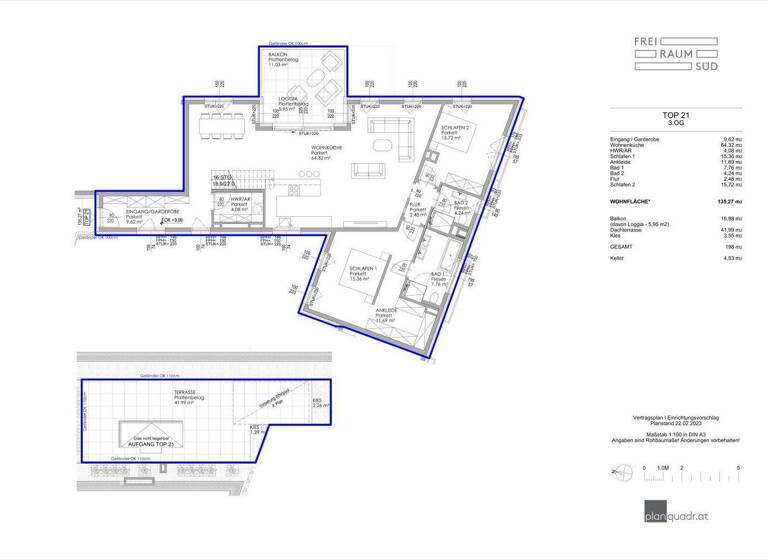 Penthouse zur Miete - Erstbezug 2.745 € 3 Zimmer 135,3 m² 3. Geschoss Salzburg 5020
