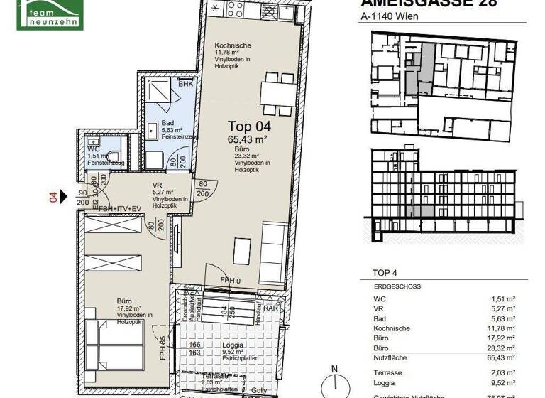 Büro zum Kauf - Erstbezug provisionsfrei 491.600 € 2 Zimmer Ameisgasse 28 Wien 1140