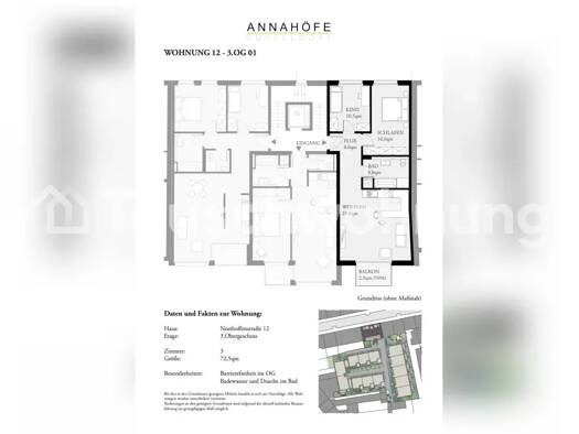 Wohnung zur Miete Tauschwohnung 870 € 3 Zimmer 73 m² 3. Geschoss Itter Düsseldorf 40589