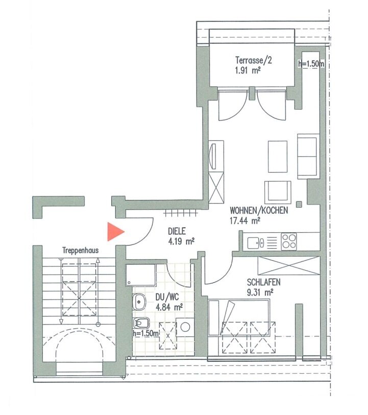 Wohnung zur Miete 889 € 2 Zimmer 46,8 m²<br/>Wohnfläche 4.<br/>Geschoss 01.02.2025<br/>Verfügbarkeit Delitzscher Straße 144 Eutritzsch Leipzig 04129