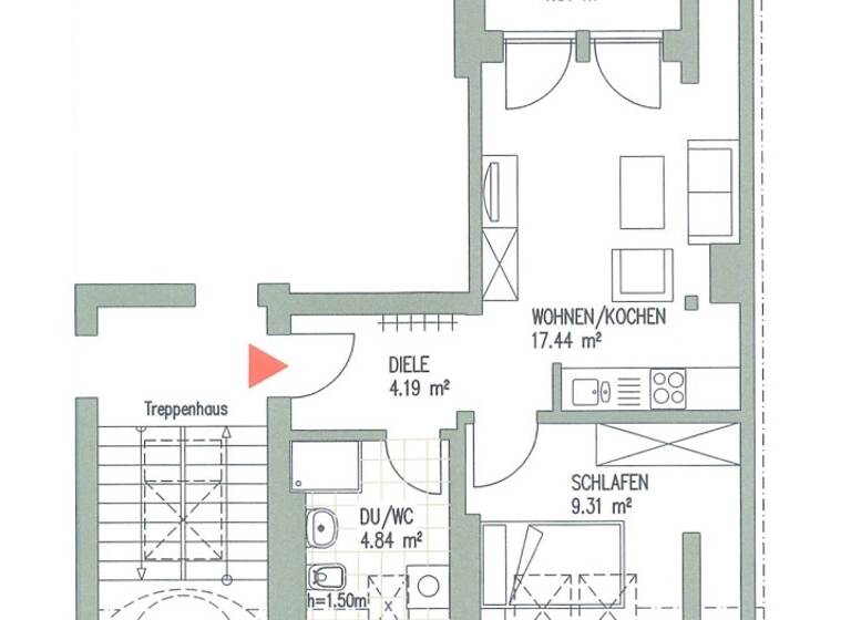 Wohnung zur Miete 770 € 2 Zimmer 46,8 m²<br/>Wohnfläche Dachgeschoss, 4.<br/>Geschoss Delitzscher Straße 144 Eutritzsch Leipzig 04129