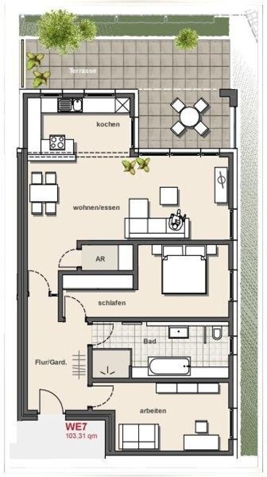 Wohnung zur Miete 1.250 € 3 Zimmer 103,3 m² EG Soest Soest 59494