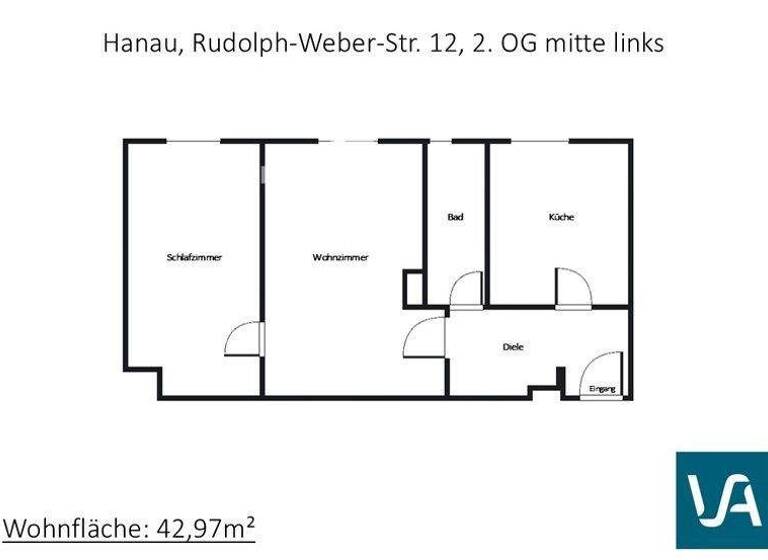 Wohnung zur Miete 460 € 2 Zimmer 43 m² 2. Geschoss frei ab 08.03.2026 Rudolph-Weber-Str. 12 Großauheim Hanau 63457