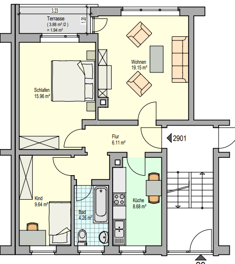 Wohnung zur Miete 511 € 3 Zimmer 64,9 m²<br/>Wohnfläche 01.02.2025<br/>Verfügbarkeit Schieferstraße 29 Manzen - Ursenwang - St. Gotthart Göppingen 73037