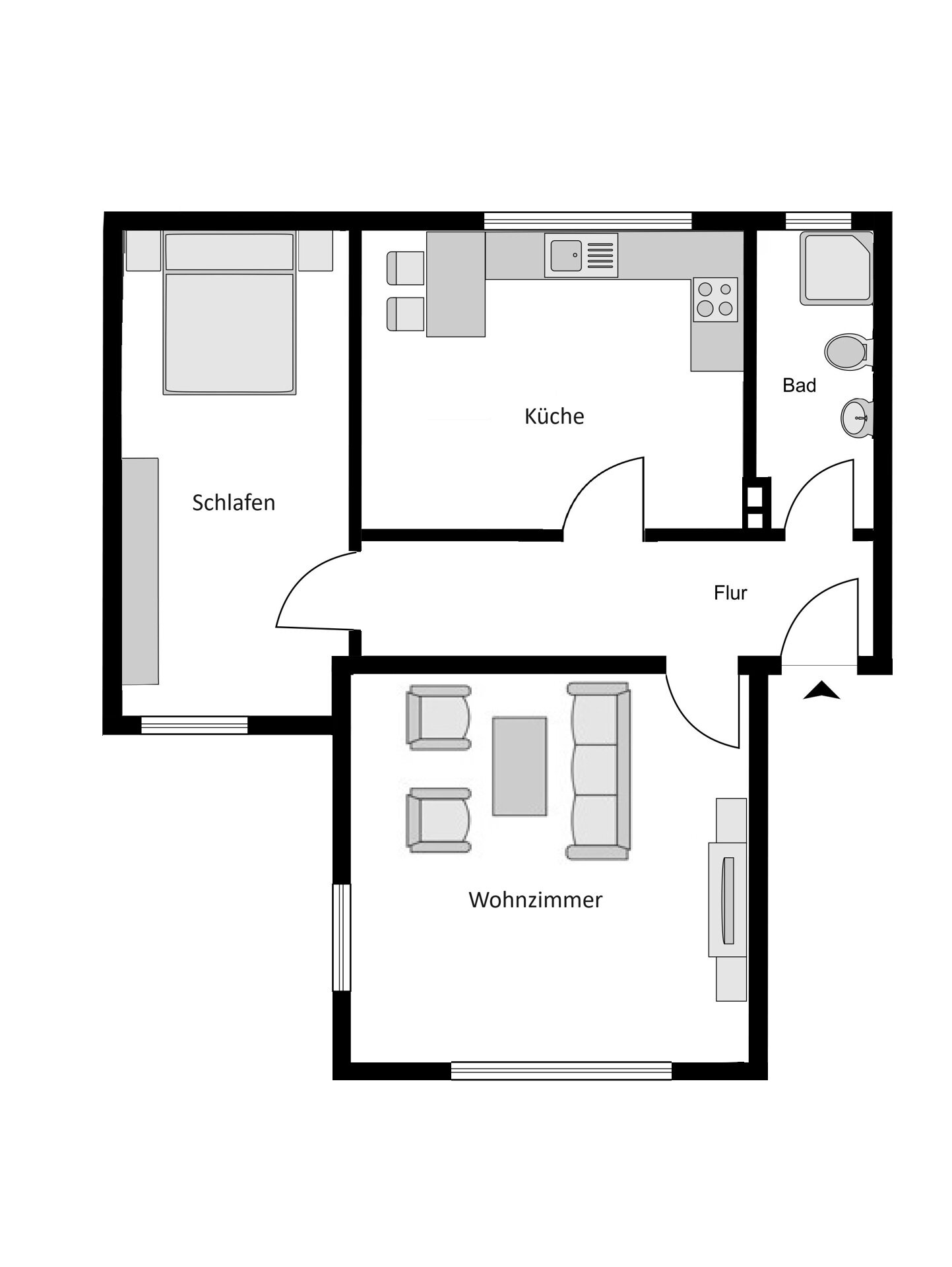 Wohnung zum Kauf 99.000 € 2,5 Zimmer 62 m²<br/>Wohnfläche 1.<br/>Geschoss Wattenscheid - Mitte Bochum 44866