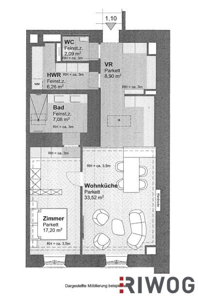 Wohnung zur Miete 1.241 € 2 Zimmer 75,1 m²<br/>Wohnfläche 1.<br/>Geschoss Wien 1020