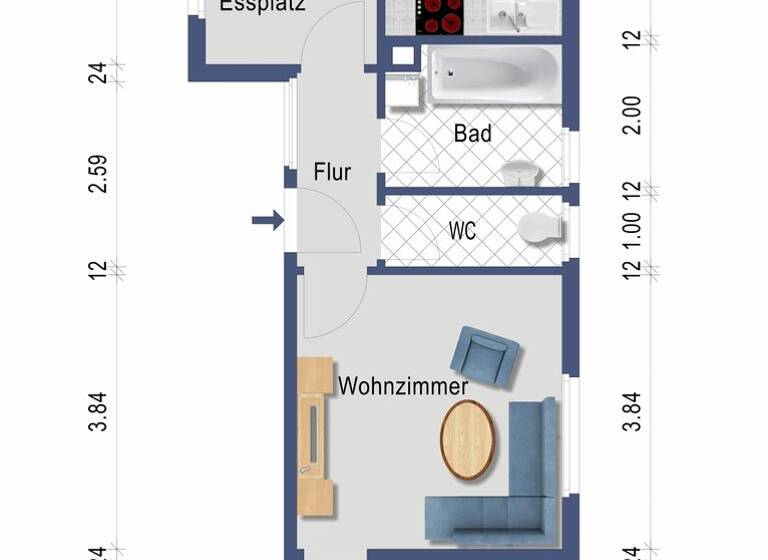 Wohnung zum Kauf 121.750 € 2 Zimmer 58 m² Calmbach Bad Wildbad 75323