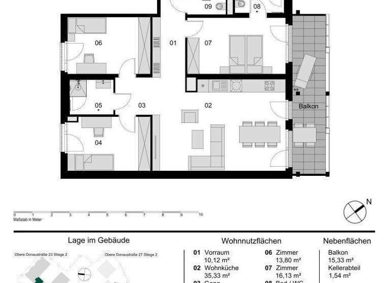 Wohnung zum Kauf - Erstbezug provisionsfrei 894.000 € 4 Zimmer 107,9 m² 1. Geschoss Obere Donaustraße Wien 1020