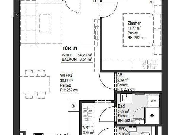 Wohnung zur Miete - Erstbezug 927 € 2 Zimmer 54,2 m² 3. Geschoss Wien 1150