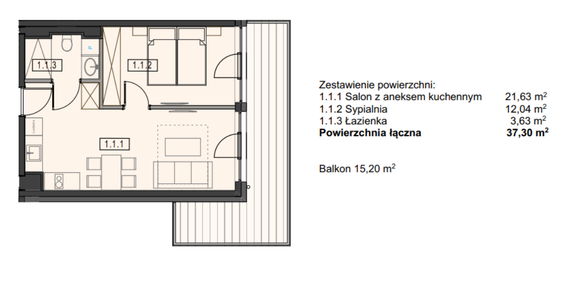 Studio zum Kauf 238.000 € 2 Zimmer 37,3 m²<br/>Wohnfläche 1.<br/>Geschoss Ustronie Morskie 78-111