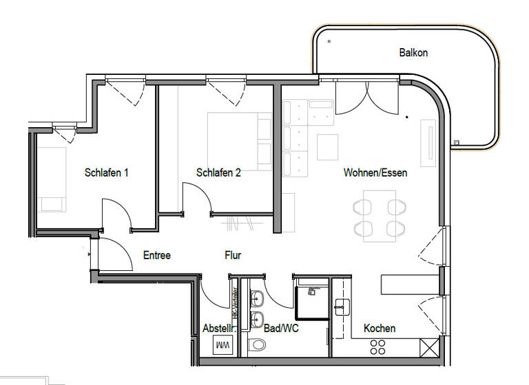 Wohnung zur Miete - Erstbezug 1.490 € 3 Zimmer 89 m² 2. Geschoss Biklenstraße 10 Untertürkheim Stuttgart 70327