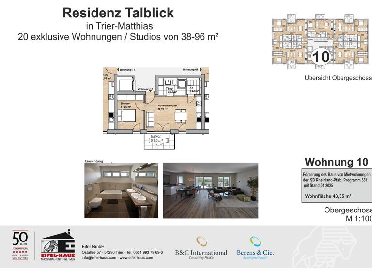 Wohnung zum Kauf provisionsfrei 207.430 € 2 Zimmer 43,4 m² Pellingerstraße 95 Weismark-Feyen Trier 54296