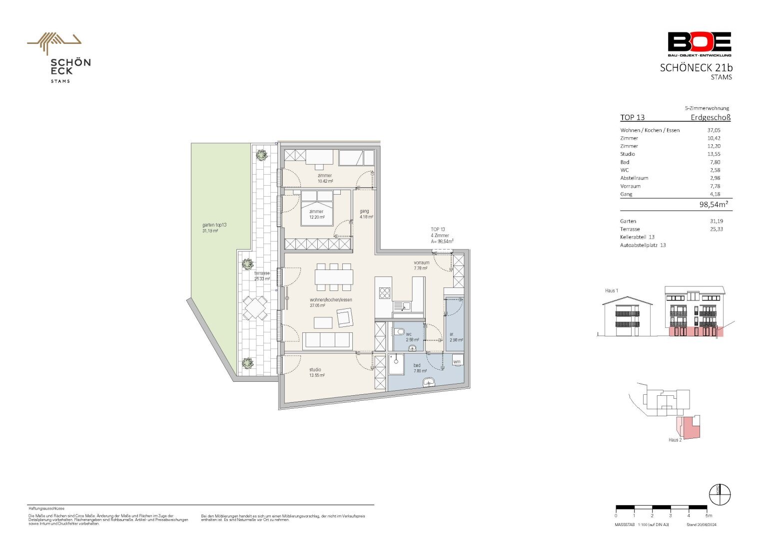 Wohnung zum Kauf 521.500 € 4 Zimmer 98,5 m²<br/>Wohnfläche EG<br/>Geschoss Schöneck 21b Stams 6422