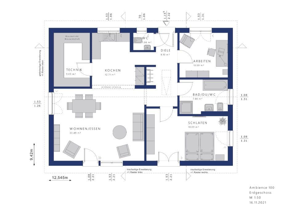 Bungalow zum Kauf provisionsfrei 367.659 € 3 Zimmer 99 m²<br/>Wohnfläche 1.163 m²<br/>Grundstück Siebleben Gotha 99867