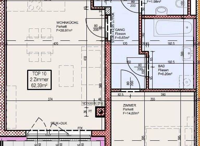 Wohnung zur Miete 755 € 2 Zimmer 62,4 m² 1. Geschoss Wiener Neustadt 2700