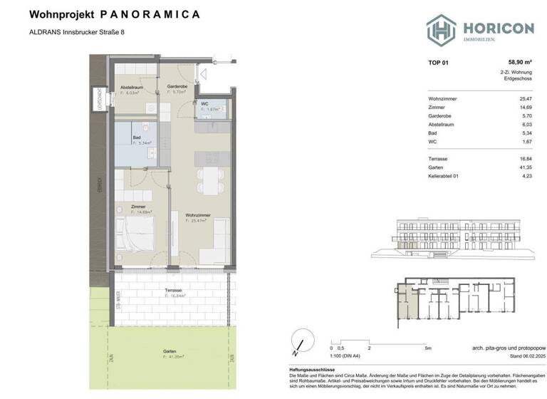 Wohnung zum Kauf 498.000 € 2 Zimmer 58,9 m² EG Aldrans 6071