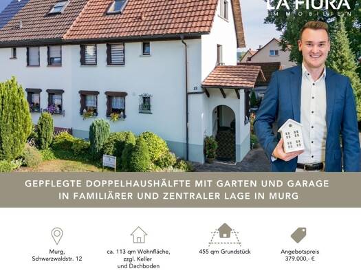 Doppelhaushälfte zum Kauf 379.000 € 5 Zimmer 113,3 m² 455 m² Grundstück Schwarzwaldstraße 12 Murg Murg 79730