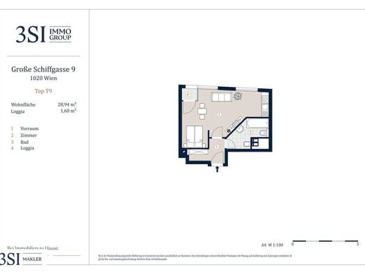 Studio zum Kauf - Erstbezug 285.000 € 1 Zimmer 29,4 m² 3. Geschoss Große Schiffgasse 9 Wien 1020