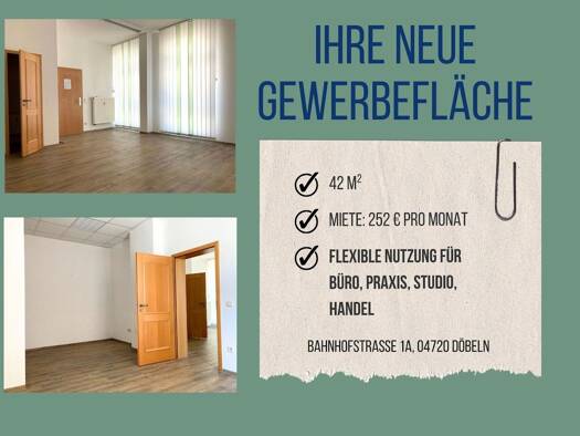 Bürogebäude zur Miete provisionsfrei 252 € 42 m² Bürofläche Bahnhofstraße 1 a Döbeln Döbeln 04720
